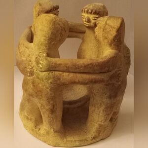 Circle of Friends Primitive Clay Sculpture Vintage 70's South American